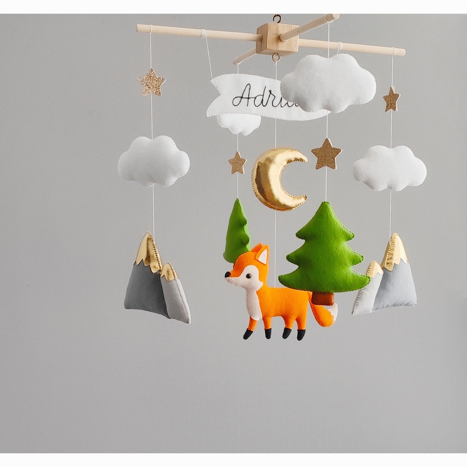 Baby Mobile Fox Nursery Decor for Boy Animal Woodland Mobile Etsy