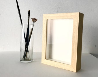 Deep Box Frame • 5x7 inch • Natural Wood • Extra Deep Shadow Frame 12.7x17.8cm