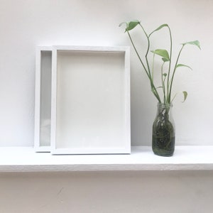 A4 or 8x10inches • Thin White Wood Box Frame