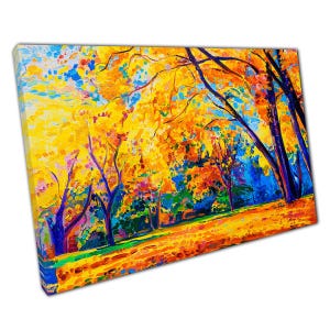 Vibrant Abstract Woodland Canvas: Colorful Forest Wall Art for Home & Office Decor