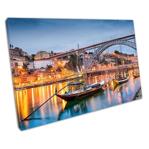 Douro River Night Boats Wall Art Print  Ready to Hang Home Office Decor