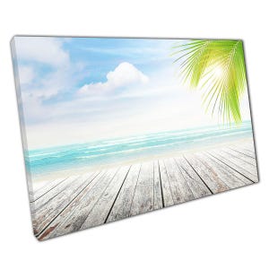 Serene Beach Walkway Canvas: Coastal Seascape Wall Art for Home & Office Decor