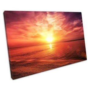 Quadro su tela con tramonto costiero: stampa incorniciata per la casa e l'ufficio - pronta da appendere