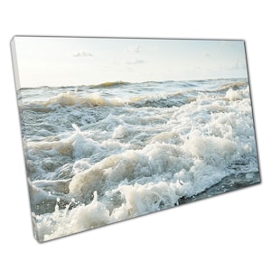 Baltic Seascape After Storm Canvas Art Print  White Crashing Waves Wall Decor for Home  Office