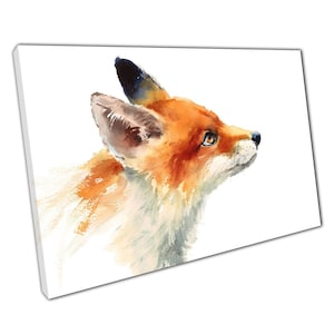 Curious Red Fox Watercolor Canvas Print: Wild Animal Wall Art for Home & Office Decor