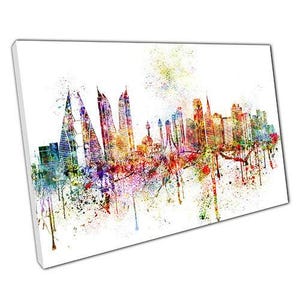 Vibrant Manama Bahrain Skyline Canvas Art Print - Modern City Landmark Wall Decor for Home & Office