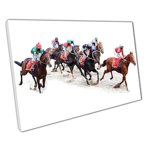 Dynamic Horse Racing Canvas: Vibrant Equestrian Wall Art for Home & Office Decor, Multiple Sizes