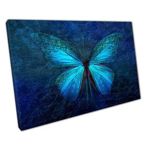 Blue Butterfly Canvas Art  Ready to Hang Wall Decor for Home  Office