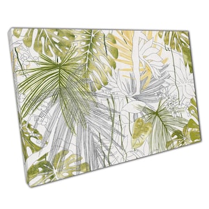 Canvas Print tropische jungle bladeren groen geel gebladerte muurkunst voor kantoordecoratie