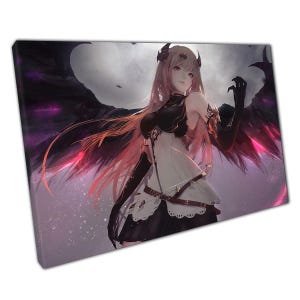 Impression d'art sur toile Bataille fantastique - Déco démon ange déchu ailé pour bureau à domicile