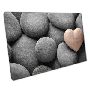 Serene Heart-Shaped Stone Canvas Print: Zen Wall Art for Home & Office Atmosphere