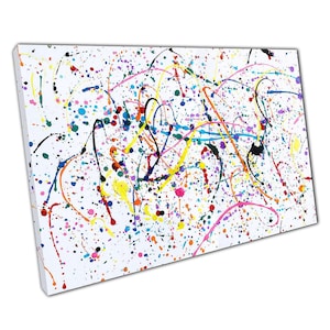 Vibrant Rainbow Paint Splatter Canvas Wall Art - Modern Abstract Print for Home & Office Decor