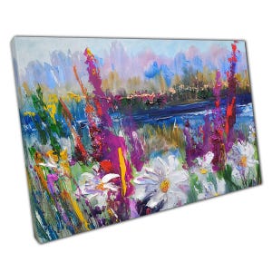 Abstrakte strukturierte Ölgemälde auf Leinwand Helle Blumen Flüsse Rand Wand Kunst Home Office Dekor