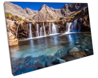 Fairy Pools Glen Brittle waterfall pools Isle of Skye Ready to Hang Canvas Wall Art Print On Canvas Picture For Home Office Decor