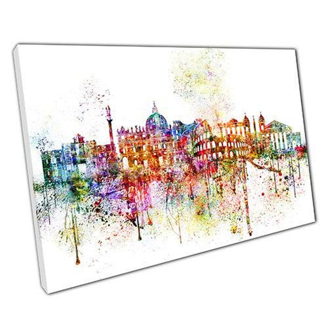Colorful ROME Skyline Landmarks Canvas Wall Art for Home Office Decor ...