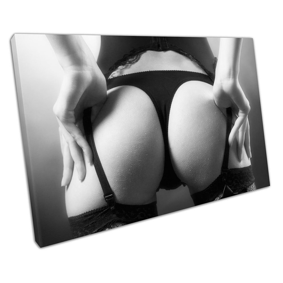 Black and White Sexy Bum Black Lingerie Lady Woman Art Ready to