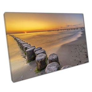 Serene Coastal Bridge Canvas Print: Aesthetic Beach Landscape Wall Art for Home & Office Decor