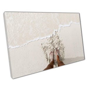 White Sandy Beach Wall Art Print - Idyllic Ocean Scene Canvas for Home  Office Decor