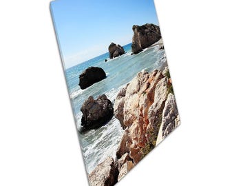 Canvasafdruk Aphrodite's Rock: Griekse godin zeegezicht kunst voor thuis- en kantoordecoratie