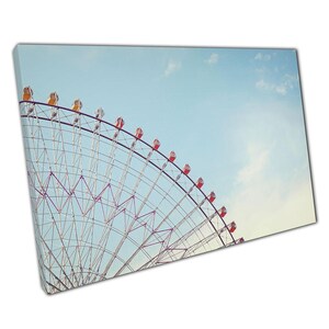 Vintage Rummelplatz Riesenrad Leinwand Druck - Großes rotes Amusement Park Wandkunst für Zuhause & Büro