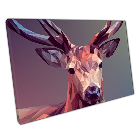 Print On Canvas Stag Graphic Angular Art Ready To Hang Canvas Etsy