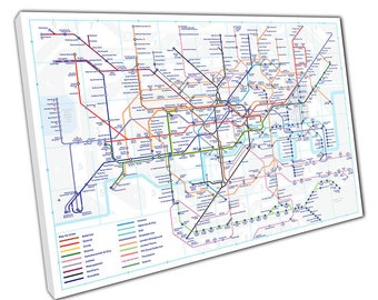 London underground tube map with new Elizabeth line art Wall Art print on canvas Picture for Home Office Décor