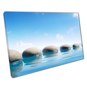 Zen Stepping Stones Wall Art Print on Canvas for Tranquil Meditation Decor