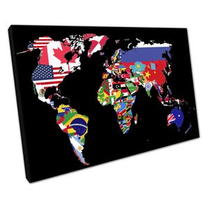 Global Flagge Mosaik Leinwand Kunst Weltkarte Wanddekor für Zuhause Büro