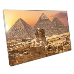 Giza Pyramids and Sphinx Wall Art Canvas Print: Ancient Egyptian Decor for Home, Office, and Classroom