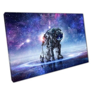 Cosmic Astronaut Exploration Fantasy Art Print: Sci-Fi Galaxy Wall Decor Canvas for Space Enthusiasts