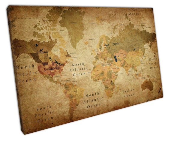 Toile Carte Du Monde Art Abstrait | La Carte Du Monde