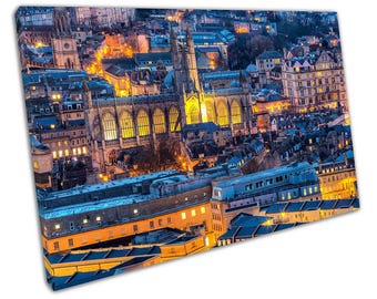 City of Bath Nachtszene Wandkunstdruck St Johns Church mit Straßenlaternen, die zum Aufhängen für das Büro oder das Büro geeignet sind