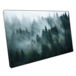 Rätselhafte Tannenwald Wandkunst: Neblige Natur Fotografie Druck für Heim & Büro Dekor