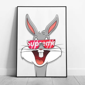 Vintage Bugs Bunny Framed Wall Art: Looney Tunes Cartoon Print for Home Decor