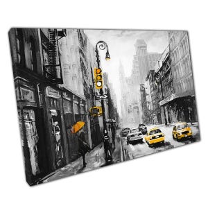 NYC Taxi Yellow Umbrella Canvas Art  New York City Wall Decor for Home  Office