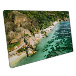 Tranquil Seascape Canvas: White Sandy Beach Wall Art for Home & Office Decor