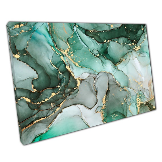 Shades of Jade Green Free Flowing Alcohol Ink With Swirls of Etsy UK