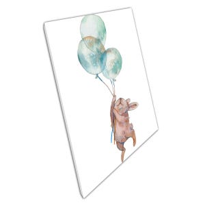 Impression sur toile de lapin fantaisiste - aquarelle de ballons pour chambre d'enfant, décoration de chambre d'enfant