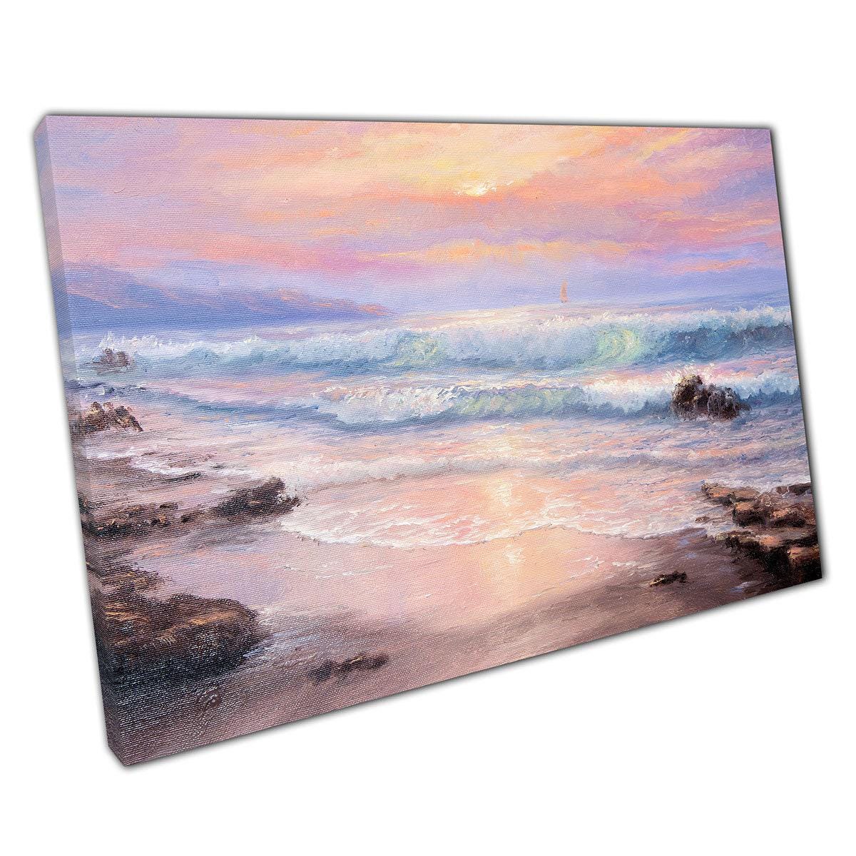 Country The Ocean Is Calling Leinwanddrucke Wandkunst Dekor Strand Sommer Poster Gemälde Gerahmtes Kunstwerk Wandbilder Strand Zimmer Schreibtisch Schilder Home Shelf Wanddekoration 20,3 X 20,3 Cm