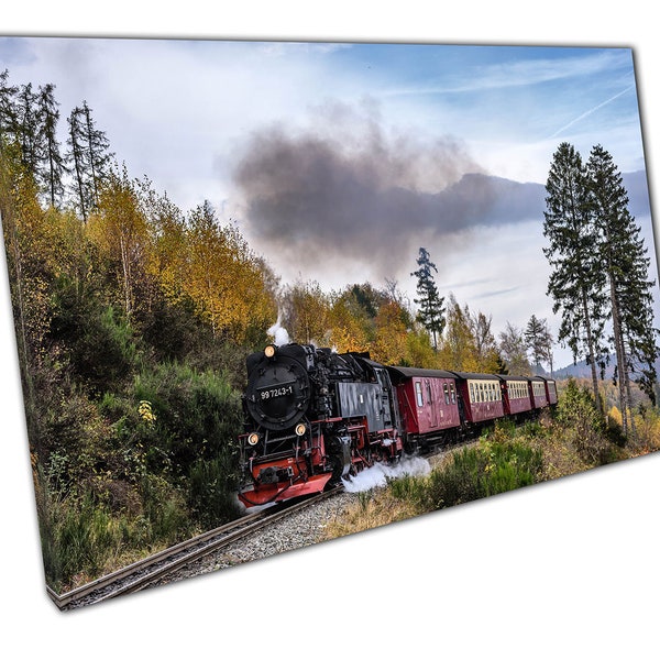 Canvas Print mountain steam Train wall art Ready to Hang Print Picture For Home Office Decor