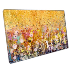 Abstract White Flower Canvas Art - Elegant Wall Decor Under Golden Sky for Home  Office