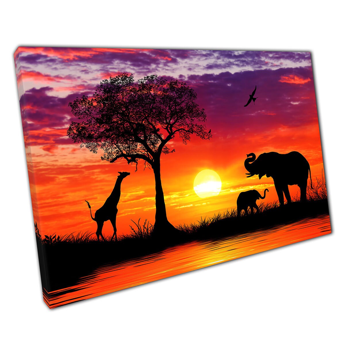 Animals Giraffe African Sunset TREBLE CANVAS WALL ART Picture Print VA Animals Giraffe African Sunset TREBLE CANVAS WALL ART Picture Print VA