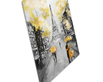 Romantic Yellow Umbrella Paris Eiffel Tower France Canvas Wall Art print on canvas Picture for Home Office Decor