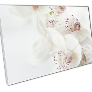 Elegante Weiße Orchidee Leinwand: Gerahmte Wandkunst für Heim & Büro Dekor, fertig zum Aufhängen