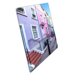 Toile géorgienne London Street : oeuvre d'art murale colorée d'architecture classique pour la maison et le bureau