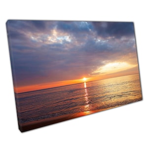 Serene Tropical Beach Sunset Canvas Print: Vibrant Seascape Wall Art for Home & Office Decor