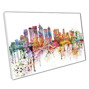 Colorful Doha Skyline Landmarks Canvas Wall Art for Home Office Décor