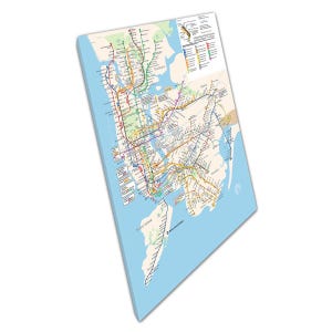 Manhattan metrokaart canvas muurkunst decor NYC Railroad Airport