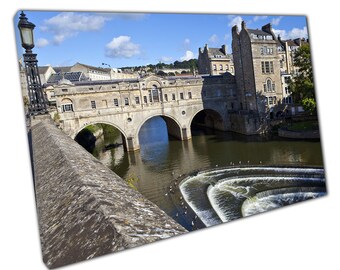 Famous Pulteney Bridge Landmark In Bath UK Stone Traditional Architecture Photography Wall Art Print On Canvas Picture For Home Office Decor