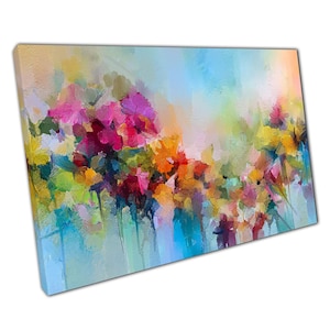 Vibrant Floral Abstract Canvas Print Colorful Flower Wall Art for Home  Office Décor